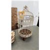 Image 2 : LOT OF SHELLS, METAL BIRDCAGE DECORATION AND WOOD PLANTER STAND