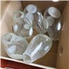 Image 2 : 5 THICK GLASS VASES AND 2 SERVING PLATES