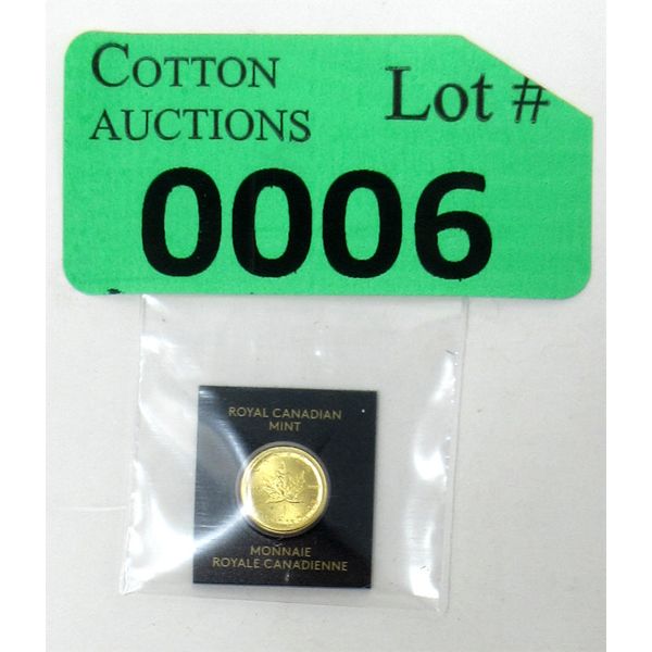 1 Gram .9999 Fine Gold 2022 Canada Maple Leaf Coin in Assay Card 