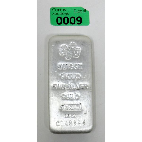 1 Kilo .999 Silver PAMP Suisse Bar  
