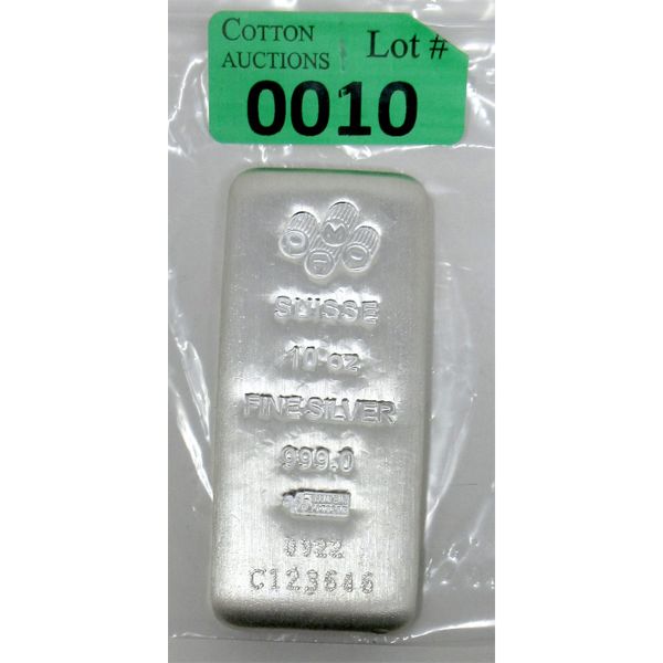 10 Oz .999 Silver PAMP Suisse Bar 