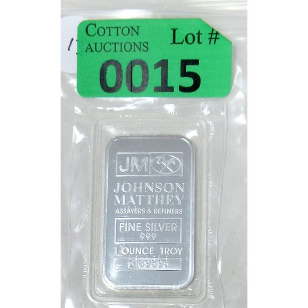 1 Oz .999 Silver Johnson Matthey Bar 