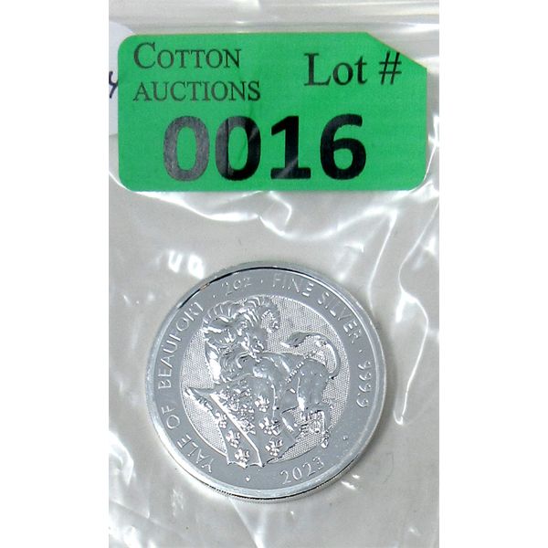 2 Oz .9999 Silver 2023 Yale of Beaufort Coin 