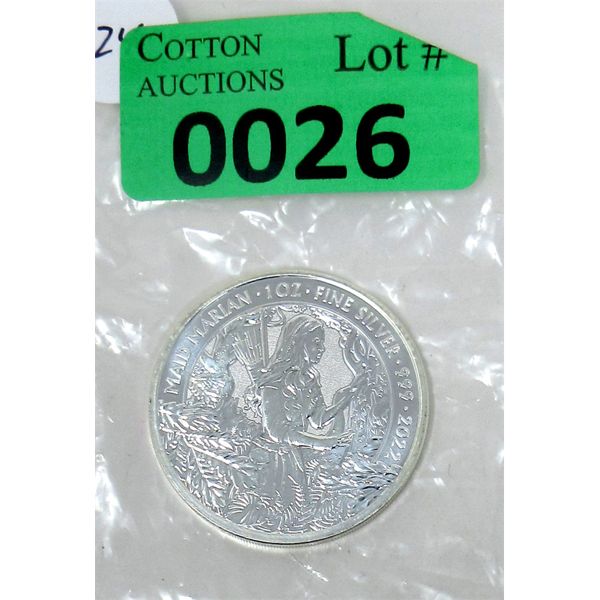 1 Oz .999 Silver 2022 Maid Marian Coin 