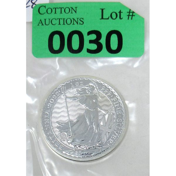 1 Oz .999 Silver 2022 Britannia Coin 