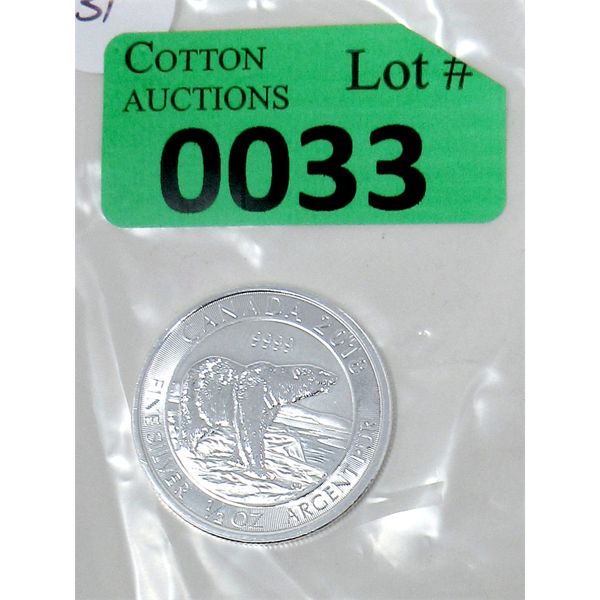 1/2 Oz .9999 Silver 2018 Canada Polar Bear Coin 