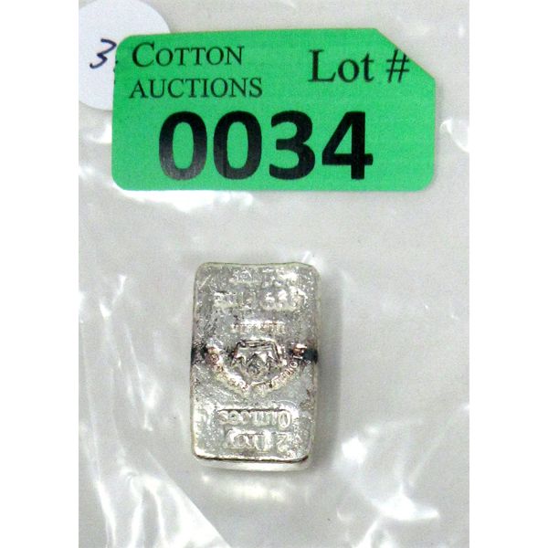 2 Oz .999 Silver Hand Poured/Stamped Monarch Mint Bar 