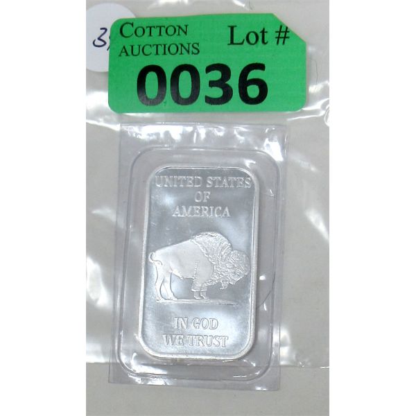1 Oz .999 Silver Buffalo 2-Sided Bar 