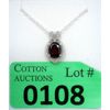 Image 1 : 2.1 CT Garnet & Diamond Sterling Silver Pendant 