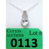 Image 1 : White Topaz & Diamond Sterling Silver Pendant 