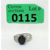 Image 1 : Huge Sapphire & Diamond Sterling Silver Ring 