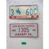 Image 1 : 1975 Wyoming and 95 Elkhart License Plate