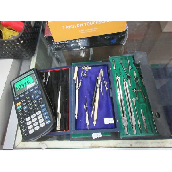 Texas Instrument Graphing Calculator & 2 Geometry Sets