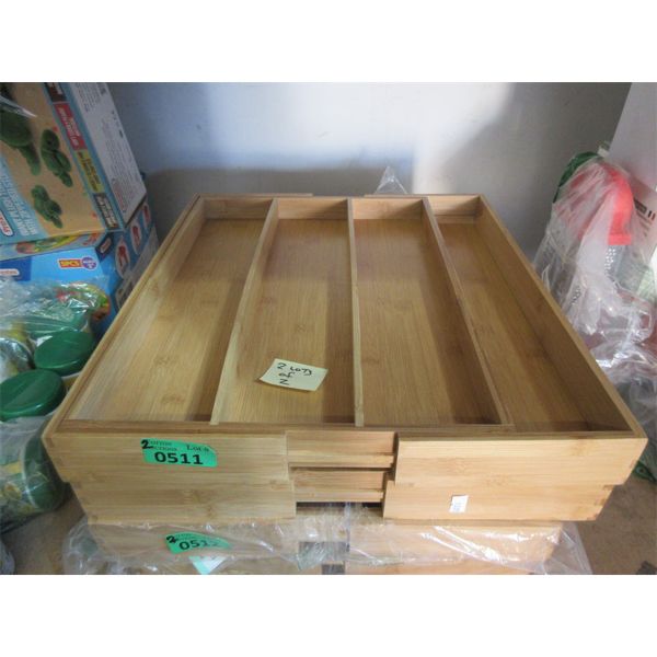 2 New Expandable Bamboo Drawer Organizers