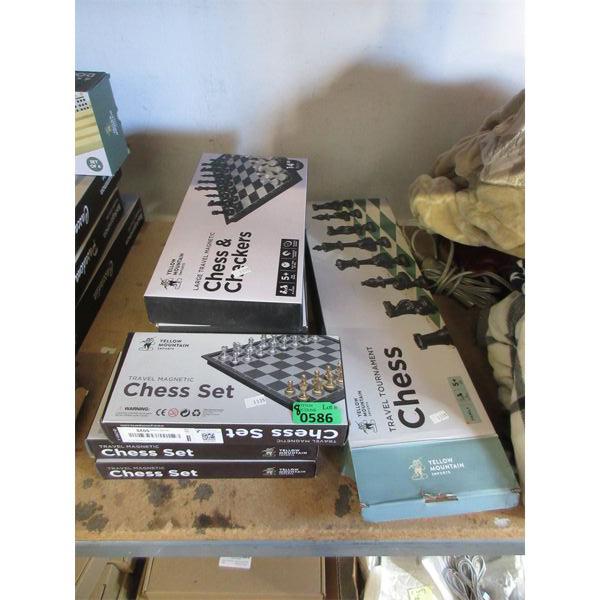 4 Chess Sets & 4 Chess & Checkers Sets