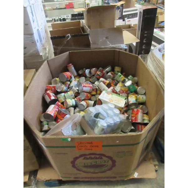 Skid of Assorted Dented Canned Foods