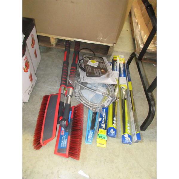 9 Piece Lot of Wiper Blades, Snow Brushes & More