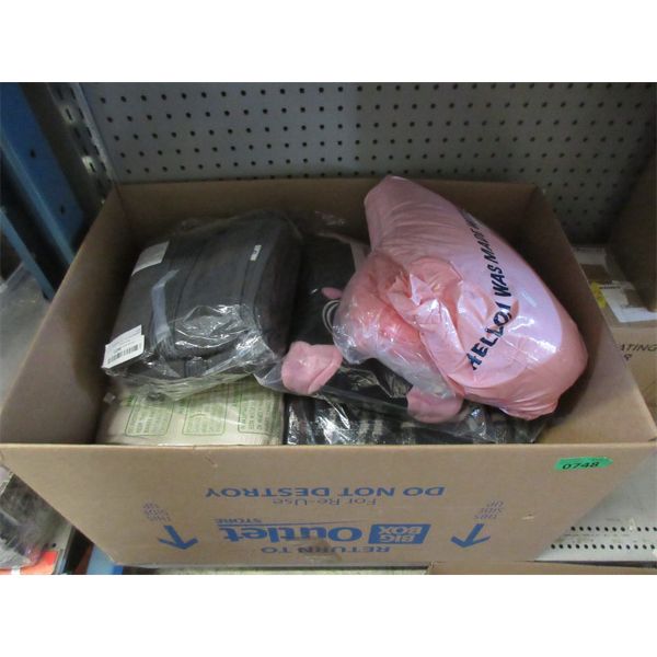 Box of Assorted Clothing & Other Soft Goods 