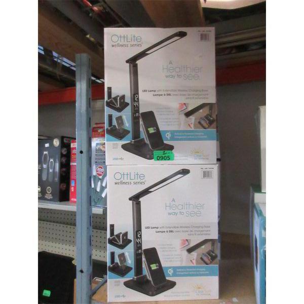 2 OttLite LED Lamps with Wireless Charge Bases