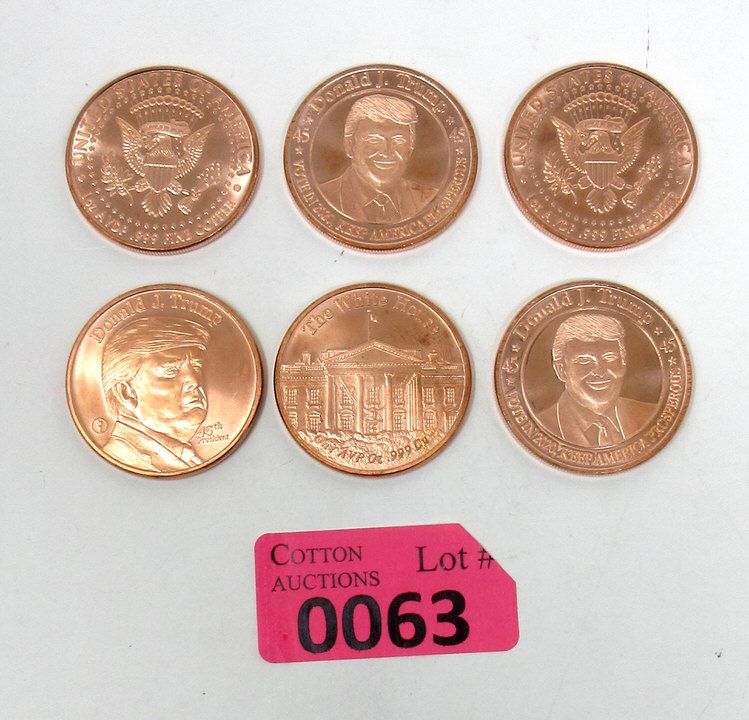 Trump Rounds 6 x 1 Oz .999 Fine Copper Donald Trump Rounds