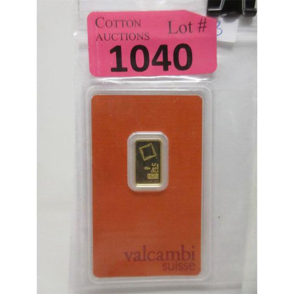 2.5 Grams .9999 Fine Gold Valcambi Suisse Bar