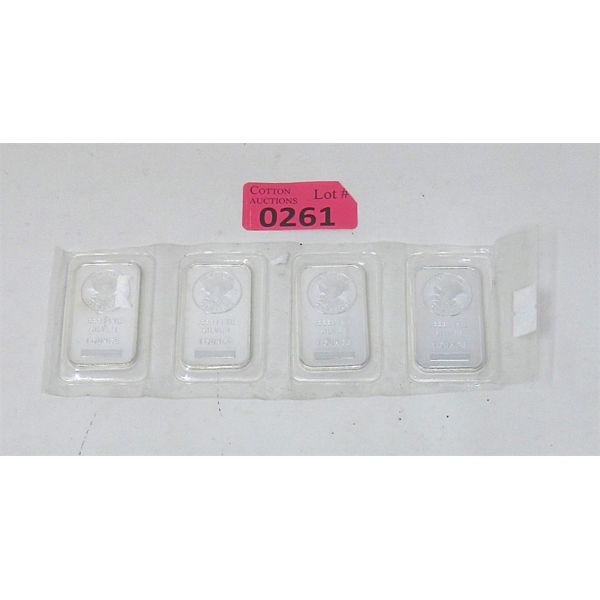  4 x 1 Oz. Fine Silver Sunshine Minting Bars