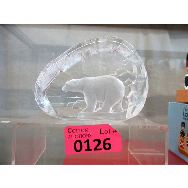 Vintage Nybro Sweden Crystal Polar Bear Sculpture 