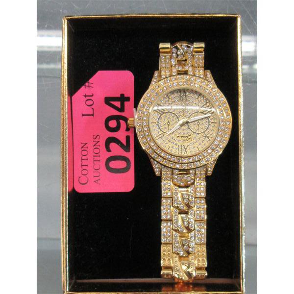 New Geneva Brand Gold Tone & Crystal Watch