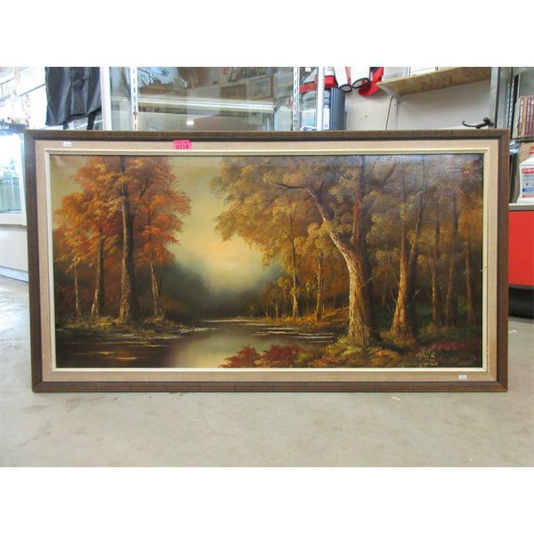 Large Framed Giclée Autumn Landscape Painting 