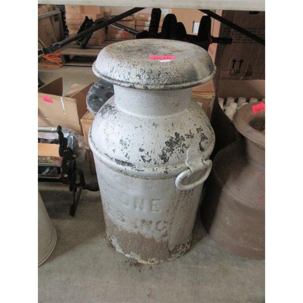 Vintage Metal Milk Can with Lid  - 14" x 26" tall