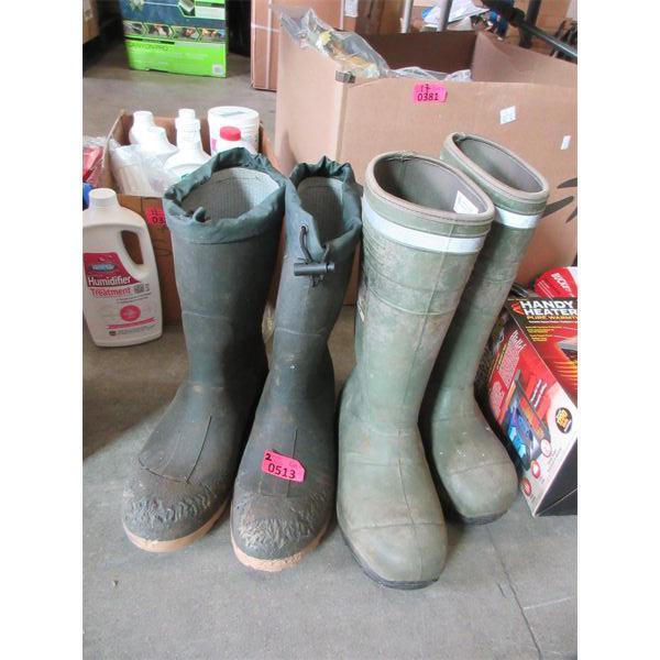 1 Pair of Steel Toe Rubber Boots & 1 Rubber Boots