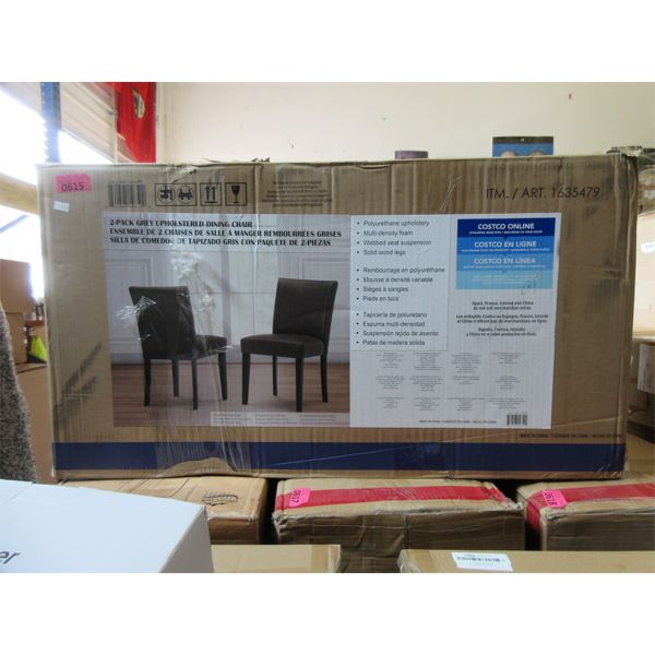 New 2-Pack of Grey Bonded Leather Dining Chairs