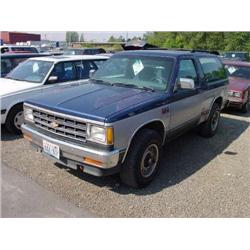 84 CHEVROLET BLAZER TAHOE 4X4-NOT WORKING 2DR EXMT.                   