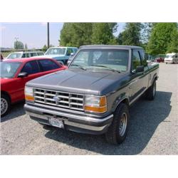 91 FORD RANGER XLT 4X4 EXT CAB W/ TOOL BOX EXMT.                      