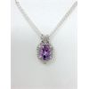 Image 1 : 1.75 CT Amethyst & Diamond Sterling Silver Pendant