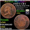 Image 1 : ***Auction Highlight*** 1793 Liberty Cap half cent C-1 B-1 1/2c Graded vf+ By USCG (fc)