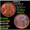 Image 1 : 1909-p Lincoln Cent 1c Grades GEM Unc RB