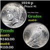 Image 1 : 1924-p Peace Dollar $1 Grades Choice+ Unc