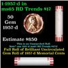 Image 1 : Shotgun Lincoln 1c roll, 1957-d 50 pcs Bank Wrapper.