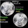 Image 1 : 1925-p Peace Dollar $1 Grades GEM Unc