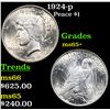 Image 1 : 1924-p Peace Dollar $1 Grades GEM+ Unc