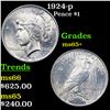 Image 1 : 1924-p Peace Dollar $1 Grades GEM+ Unc