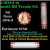 Image 1 : Shotgun Lincoln 1c roll, 1974-d 50 pcs Bank Wrapper.