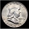 Image 2 : 1954-d Franklin Half Dollar 50c Grades Select Unc+ FBL