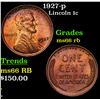 Image 1 : 1927-p Lincoln Cent 1c Grades GEM+ Unc RB
