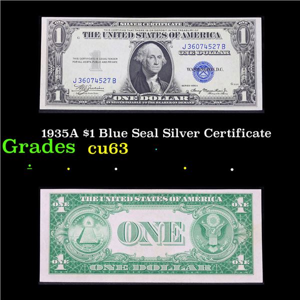 1935A $1 Blue Seal Silver Certificate Grades Select CU 1935A $1 Blue Seal Silver Certificate Grades Select CU