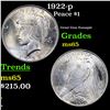 Image 1 : 1922-p Peace Dollar $1 Grades GEM Unc