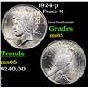 Image 1 : 1924-p Peace Dollar $1 Grades GEM Unc