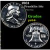Image 1 : Proof 1961 Franklin Half Dollar 50c Grades Choice+ Proof