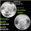 Image 1 : 1924-p Peace Dollar $1 Grades Choice+ Unc